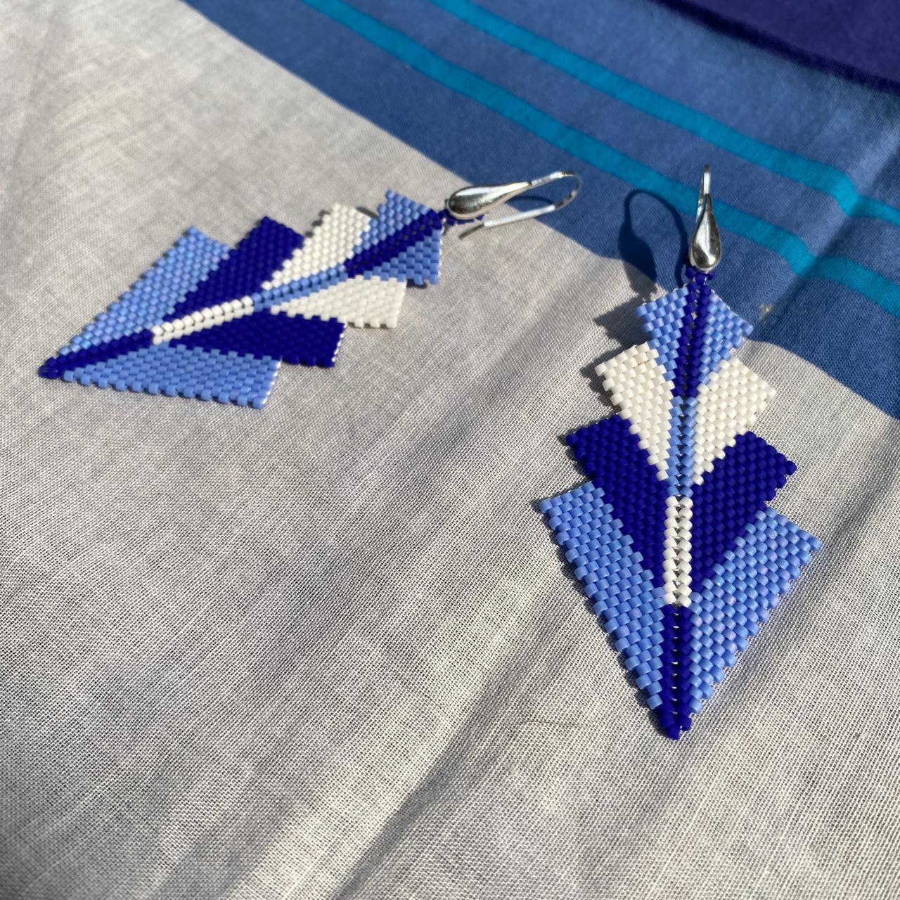 Aretes Rigel Azul Claro, Azul Rey y Blanco - Bacalar