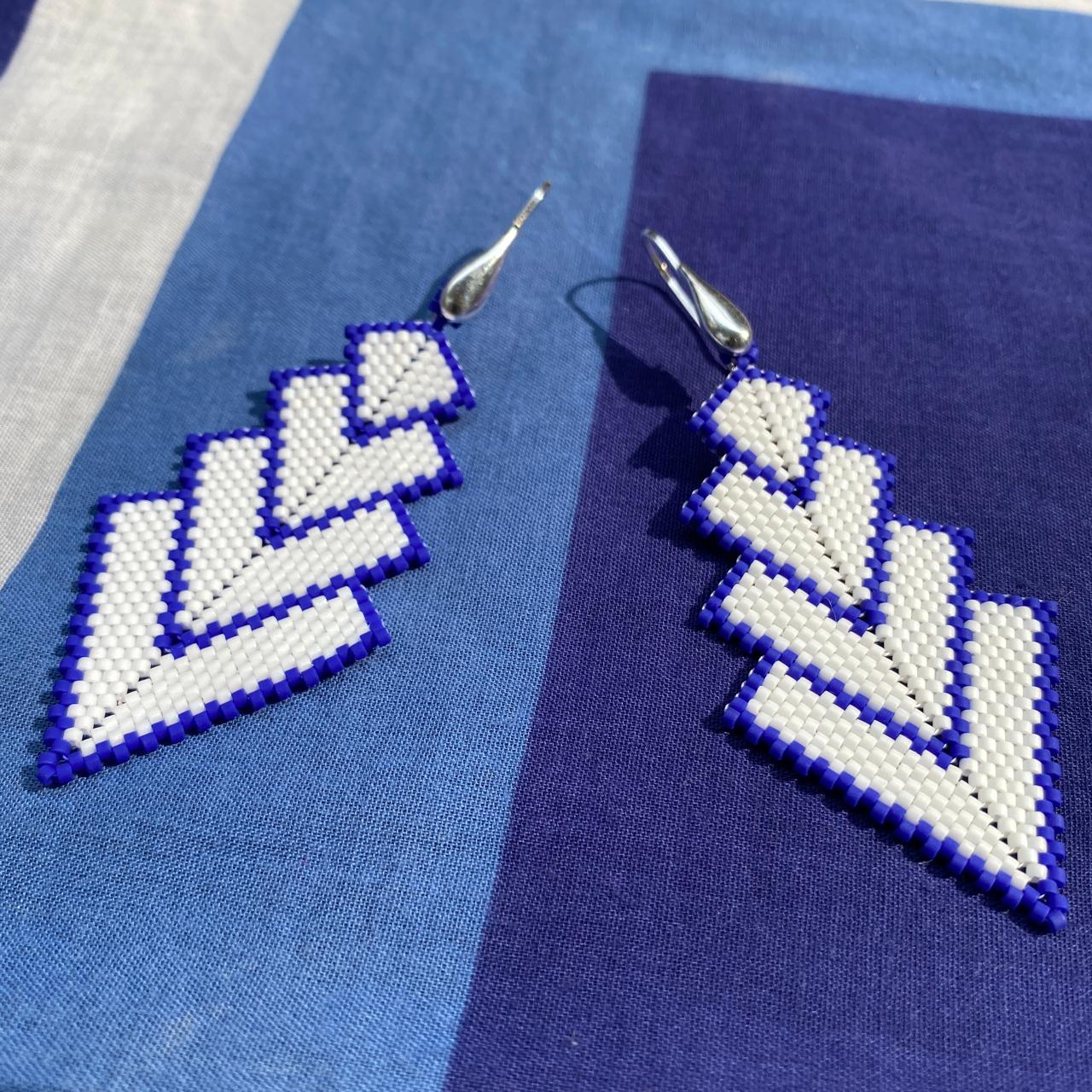 Aretes Rigel Blanco y Azul Rey - Bacalar