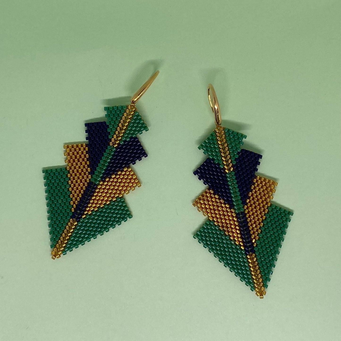Aretes Rigel Verde Esmeralda y Azul Marino