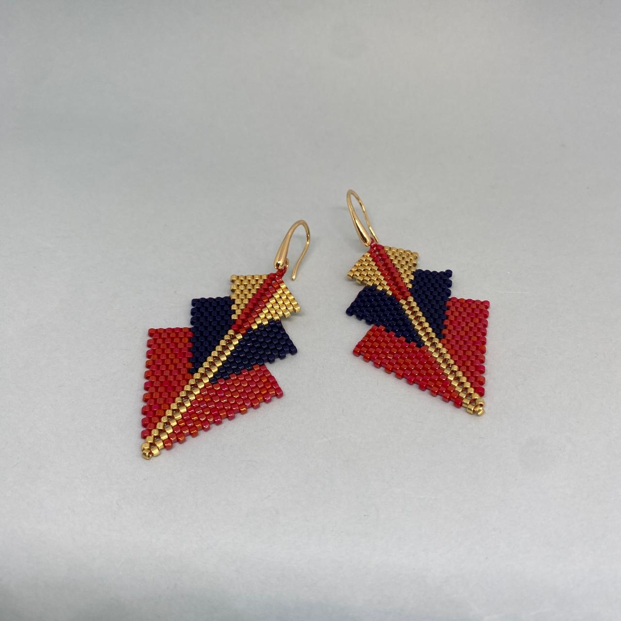 Aretes Mini Rigel Rojo y Azul Marino