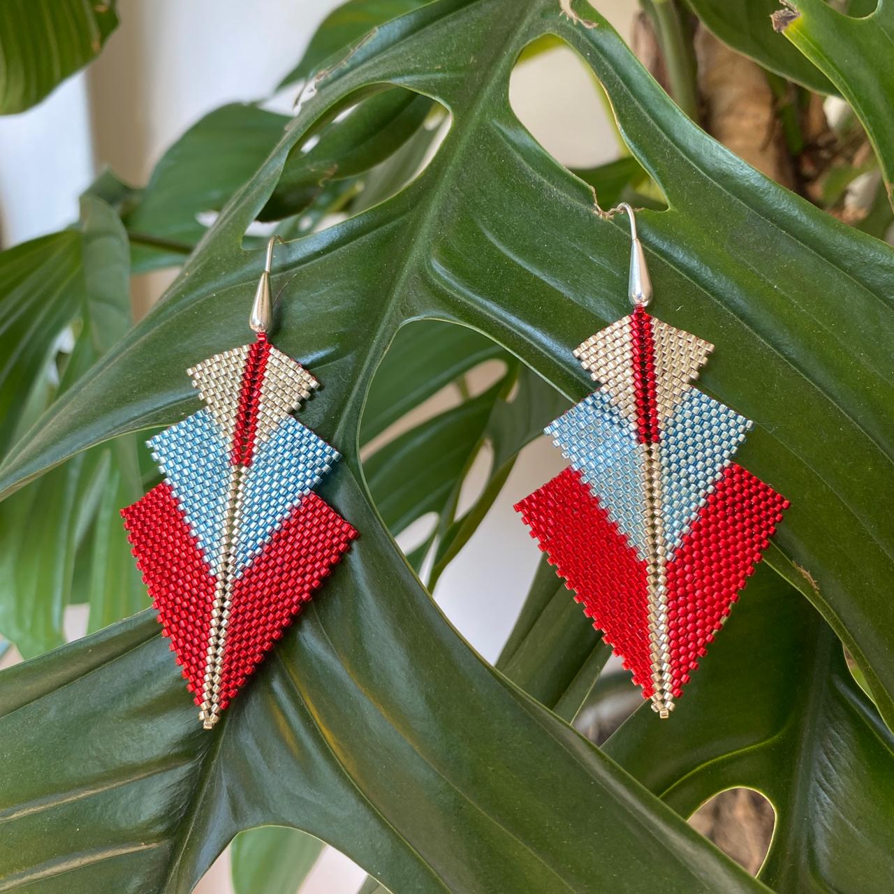 Aretes Danika Rojo y Azul Claro