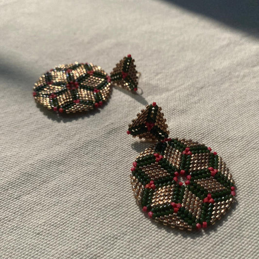 Aretes Altair I Dorado y Verde Olivo