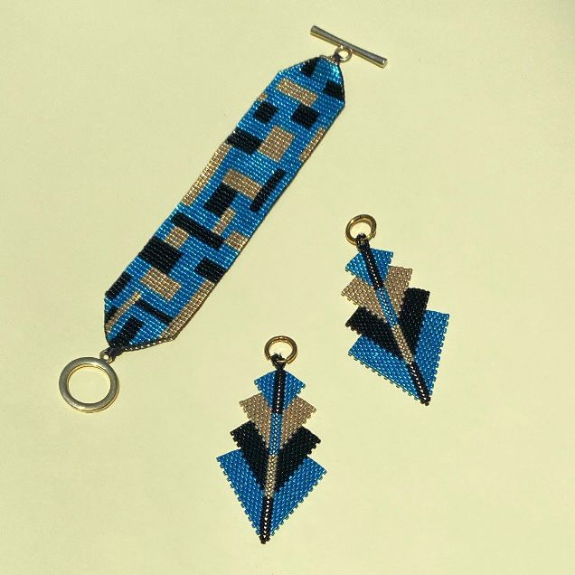 Conjunto Aretes Rigel y Pulsera Azul Eléctrico