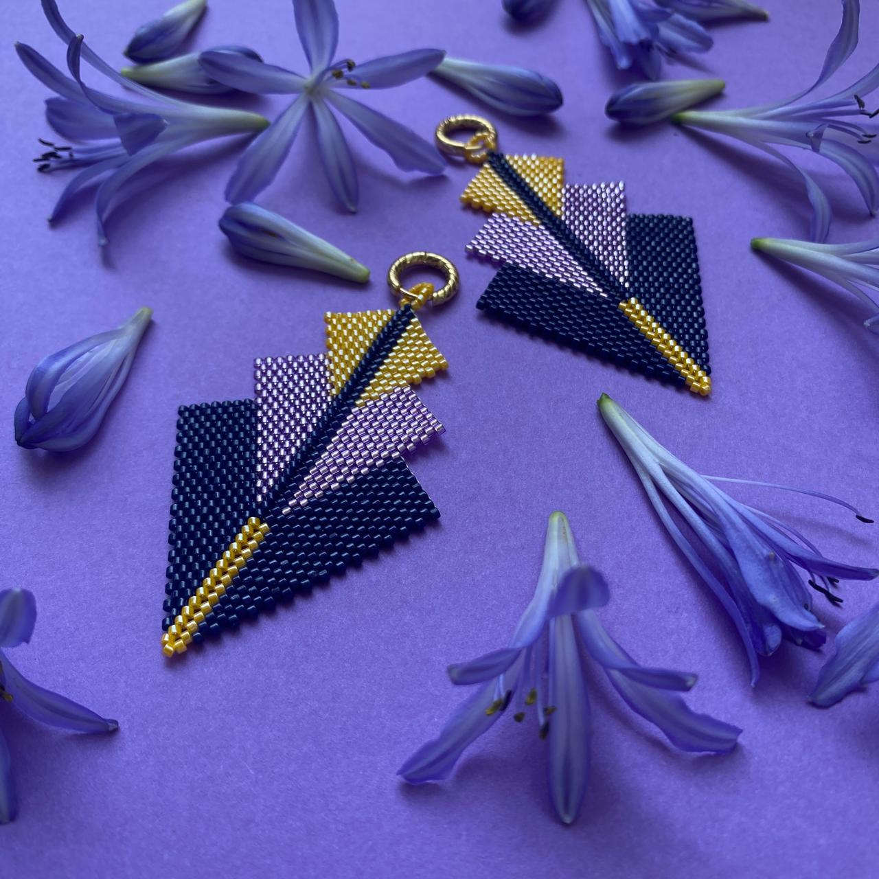 Aretes Danika Azul Marino y Amarillo