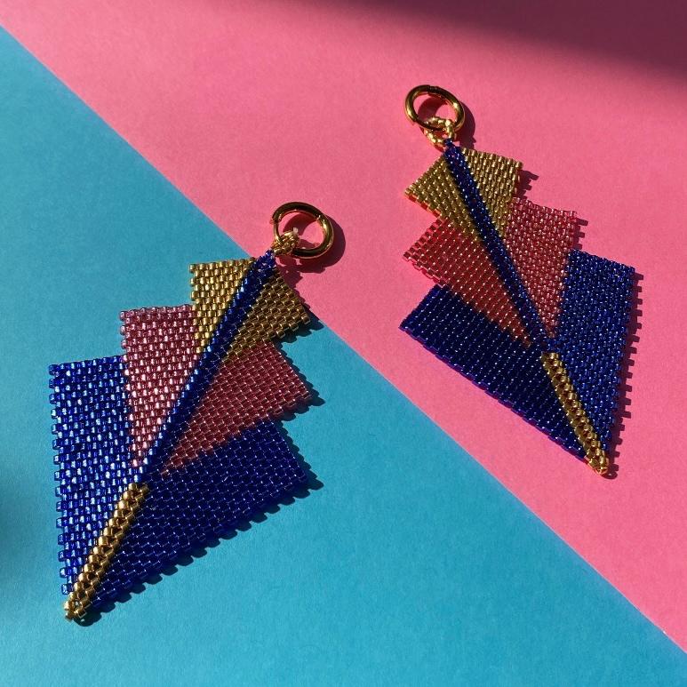 Aretes Danika Azul y Rosa