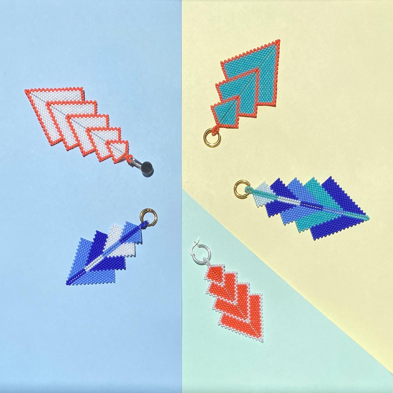 Aretes Capella Tres Azules y Blanco - Bacalar