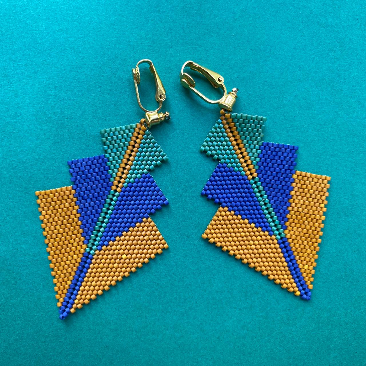 Aretes Danika Mostaza, Azul Oscuro y Verde - Coba