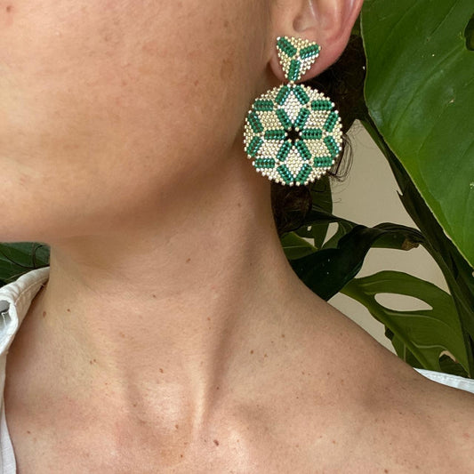 Aretes Altair I Verde Esmeralda y Plateado