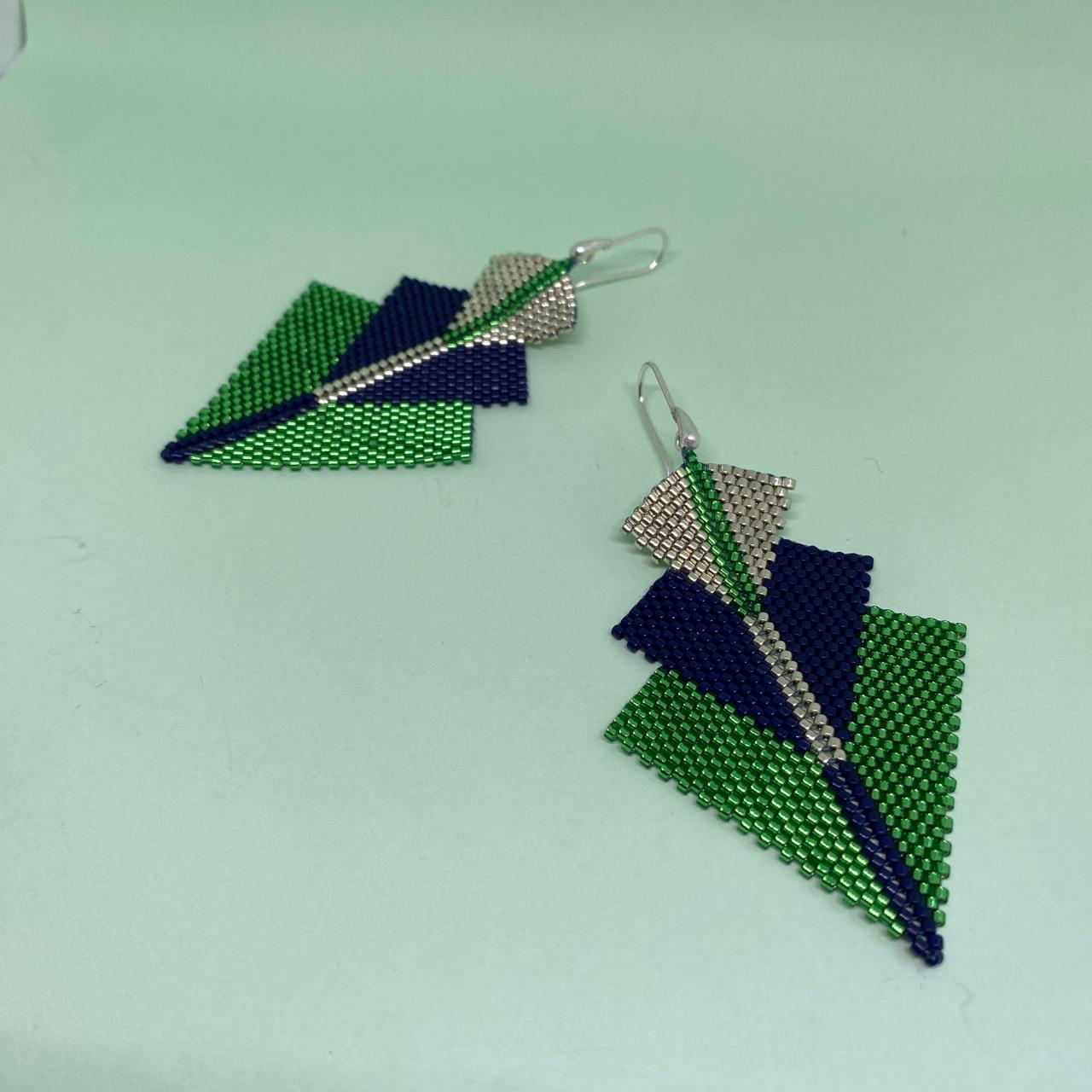 Aretes Danika Verde Limón y Azul Marino