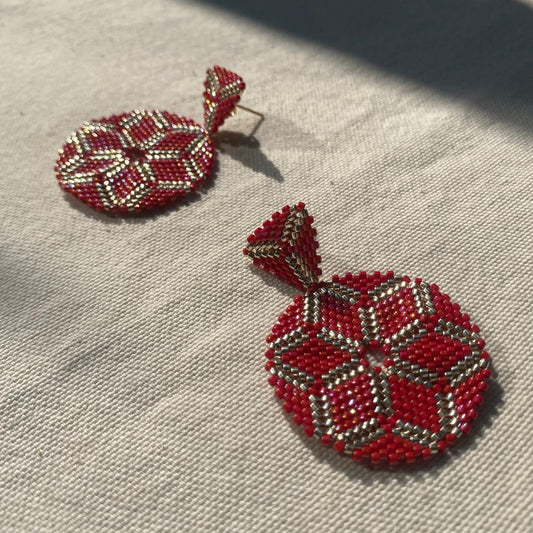 Aretes Altair I Rojo y Plateado