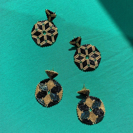 Aretes Altair I Negro y Verde Limón