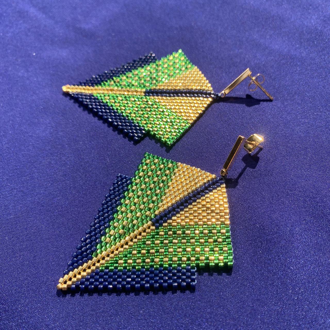 Aretes Canopo Verde Limón y Azul Marino