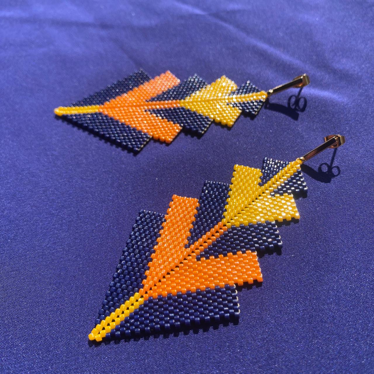 Aretes Capella Azul Marino y Naranja