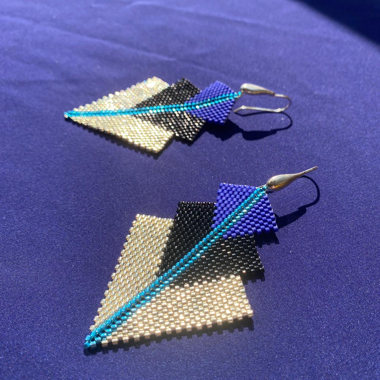 Aretes Danika Plata, Azul y Negro