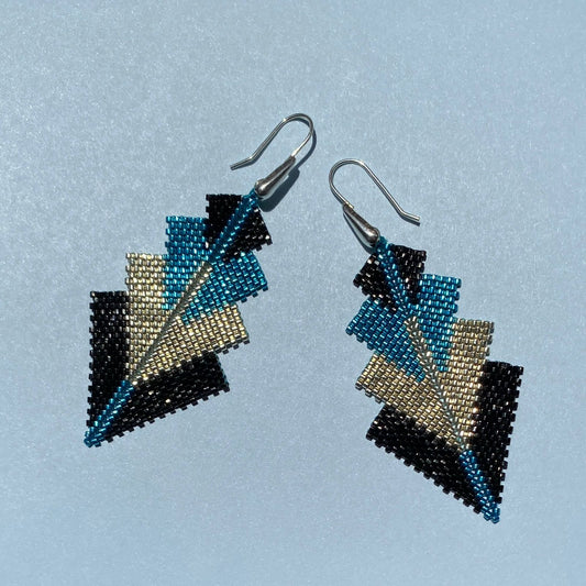 Aretes Rigel Azul Eléctrico y Plateado