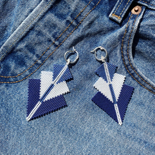 Aretes Danika Azul y Blanco