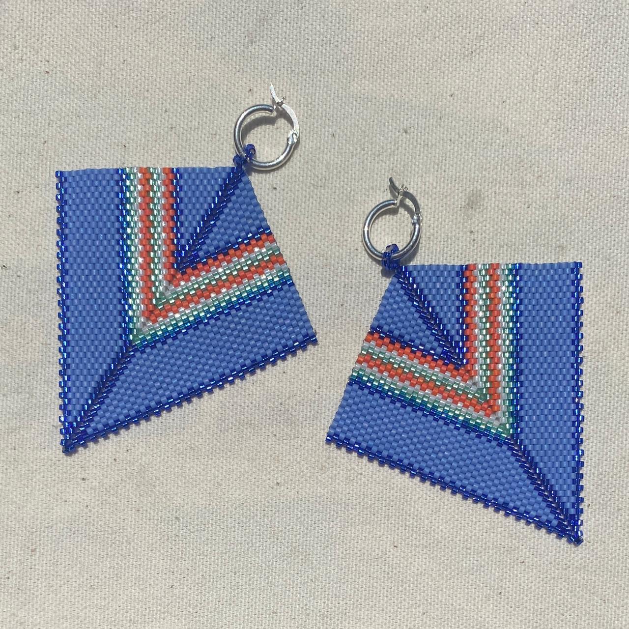 Aretes Penacho Azul Claro