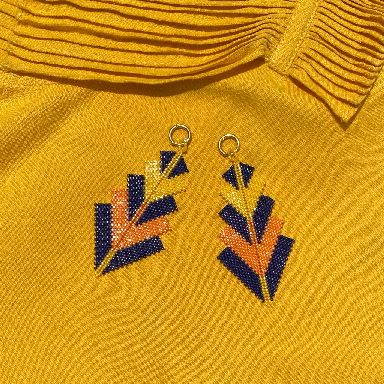 Aretes Capella Azul Marino y Naranja