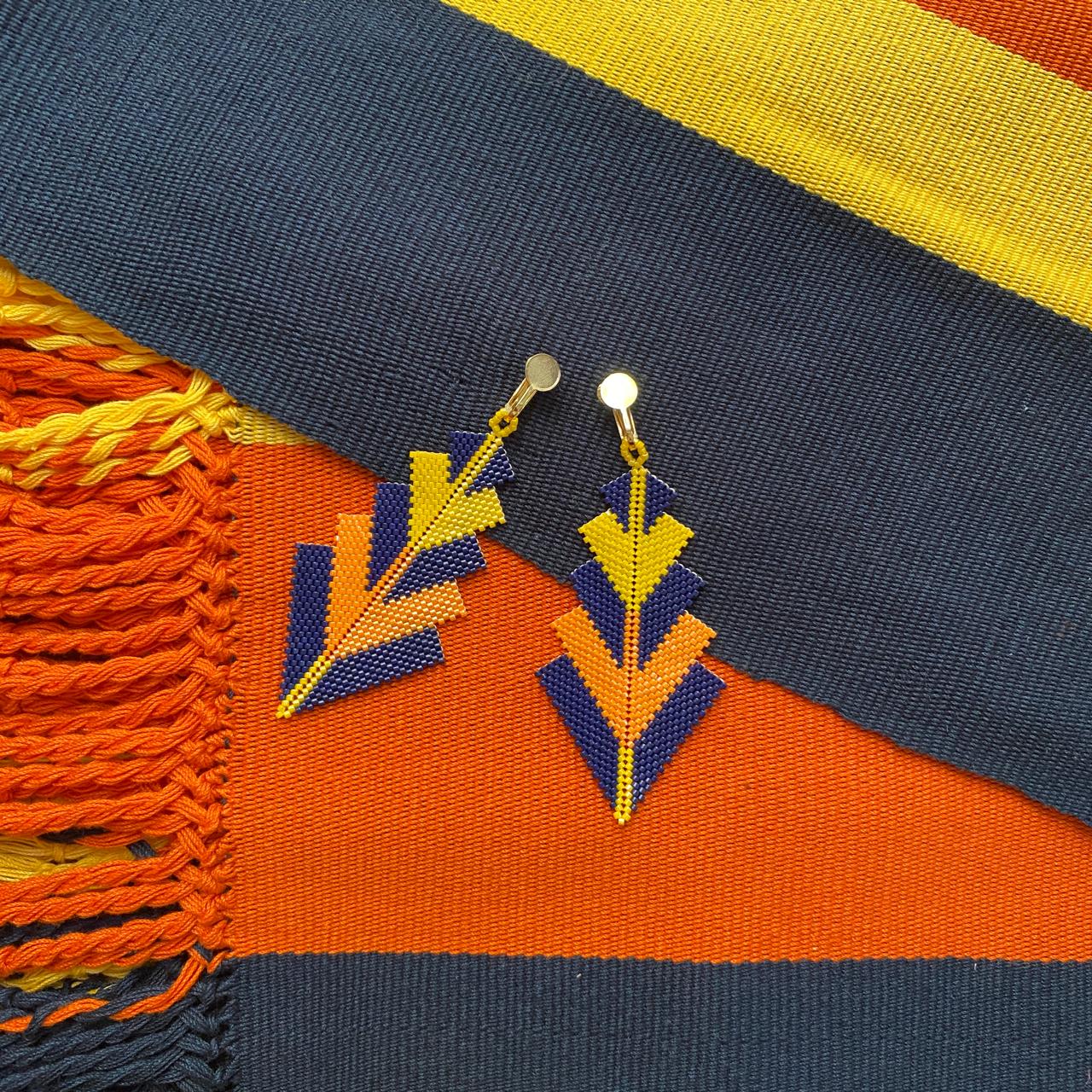 Aretes Capella Azul Marino y Naranja