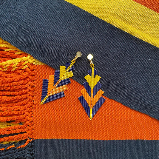 Aretes Capella Azul Marino y Naranja