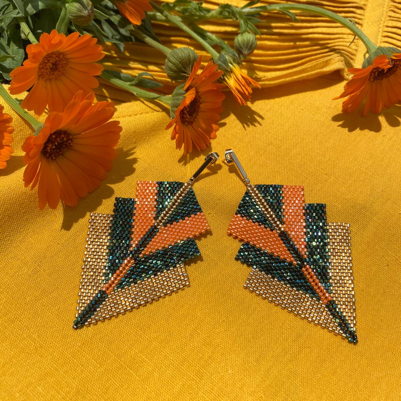 Aretes Vega Naranja y Verde