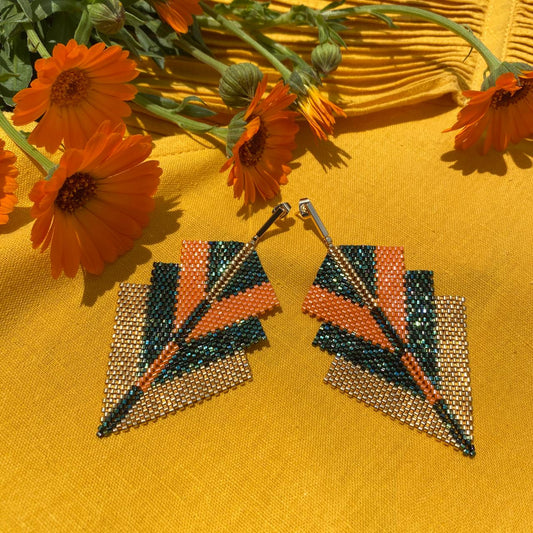 Aretes Vega Naranja y Verde