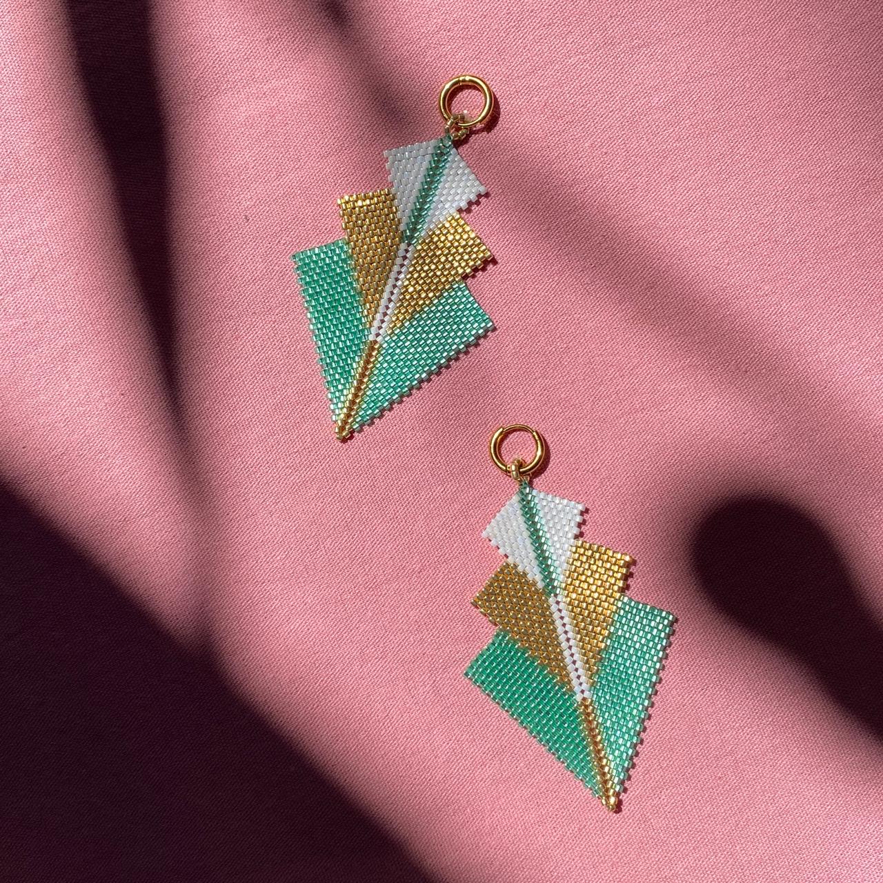 Aretes Danika Verde Agua y Blanco