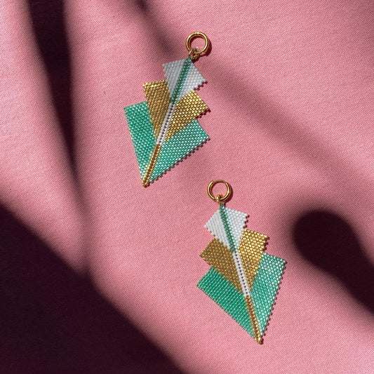 Aretes Danika Verde Agua y Blanco