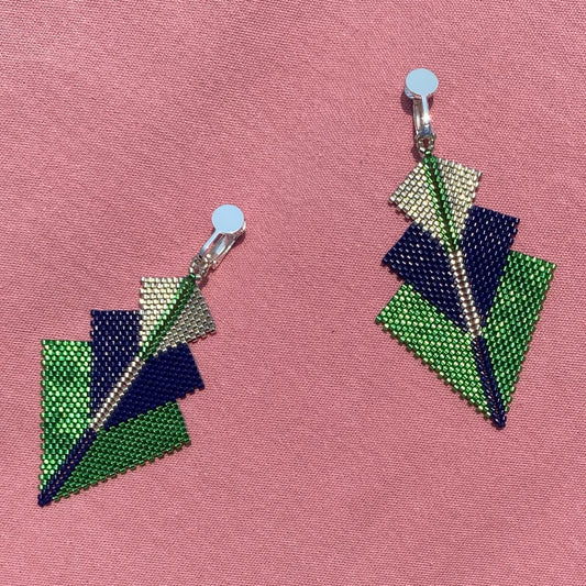 Aretes Danika Verde Limón y Azul Marino