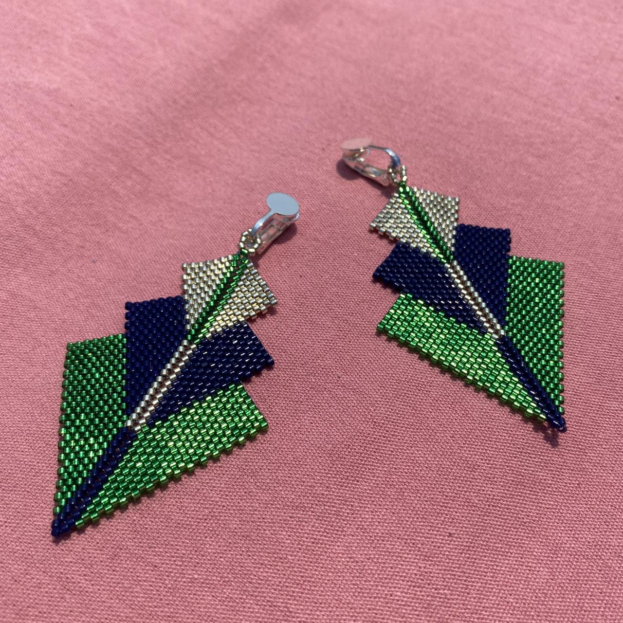 Aretes Danika Verde Limón y Azul Marino