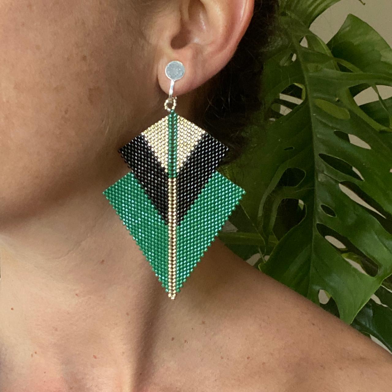 Aretes Sirius Verde Esmeralda