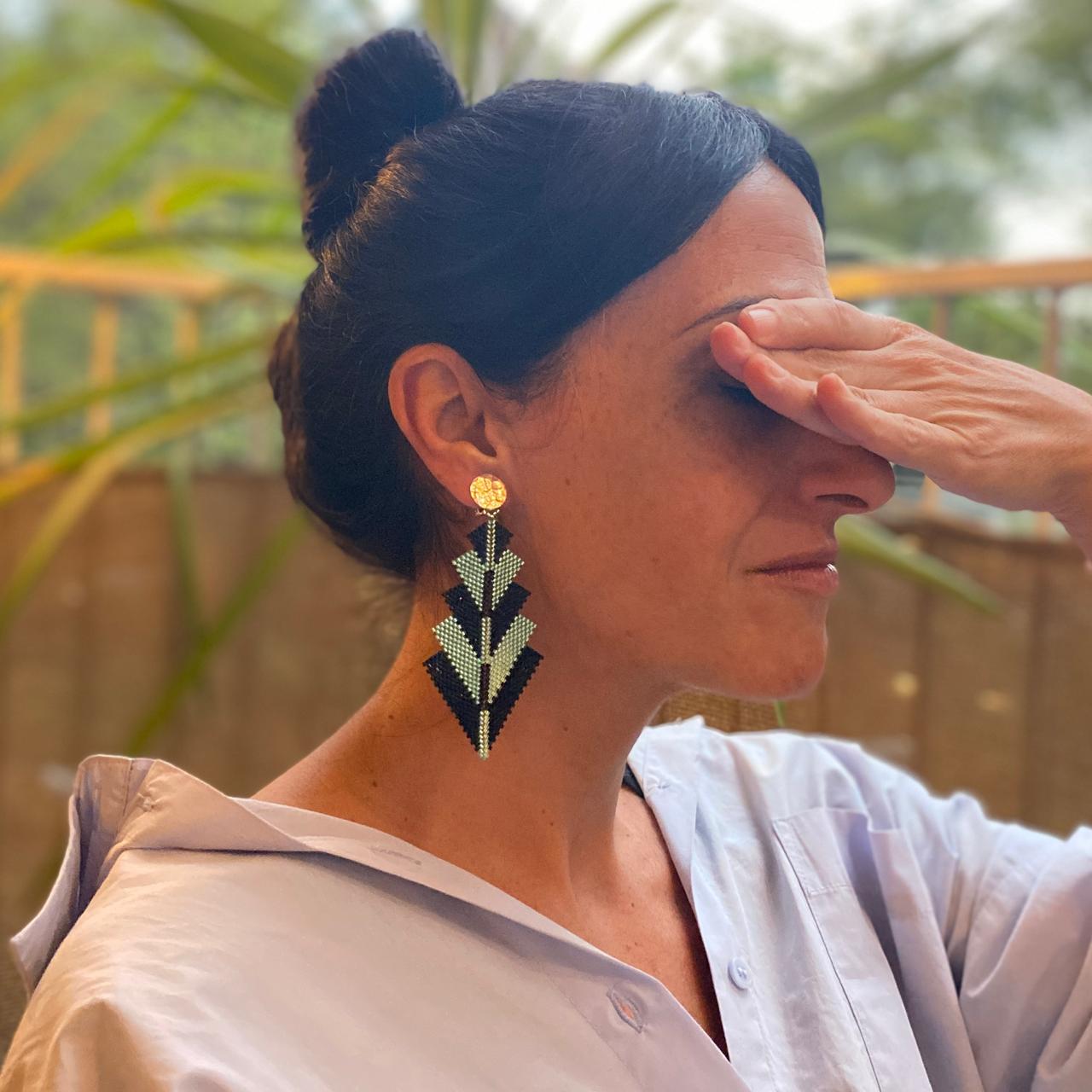 Aretes Capella Verde Agua y Negro