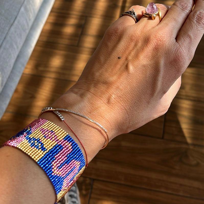 Pulsera Serpiente Azul y Rosa