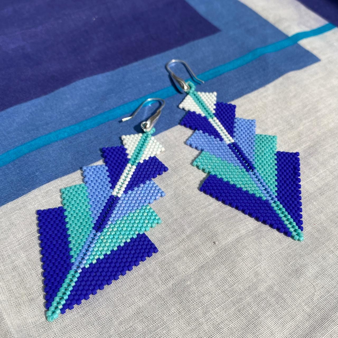 Aretes Capella Tres Azules y Blanco - Bacalar