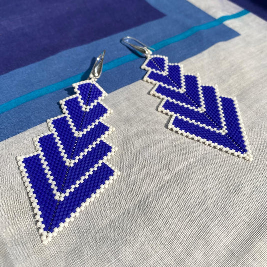 Aretes Capella Azul Rey y Blanco