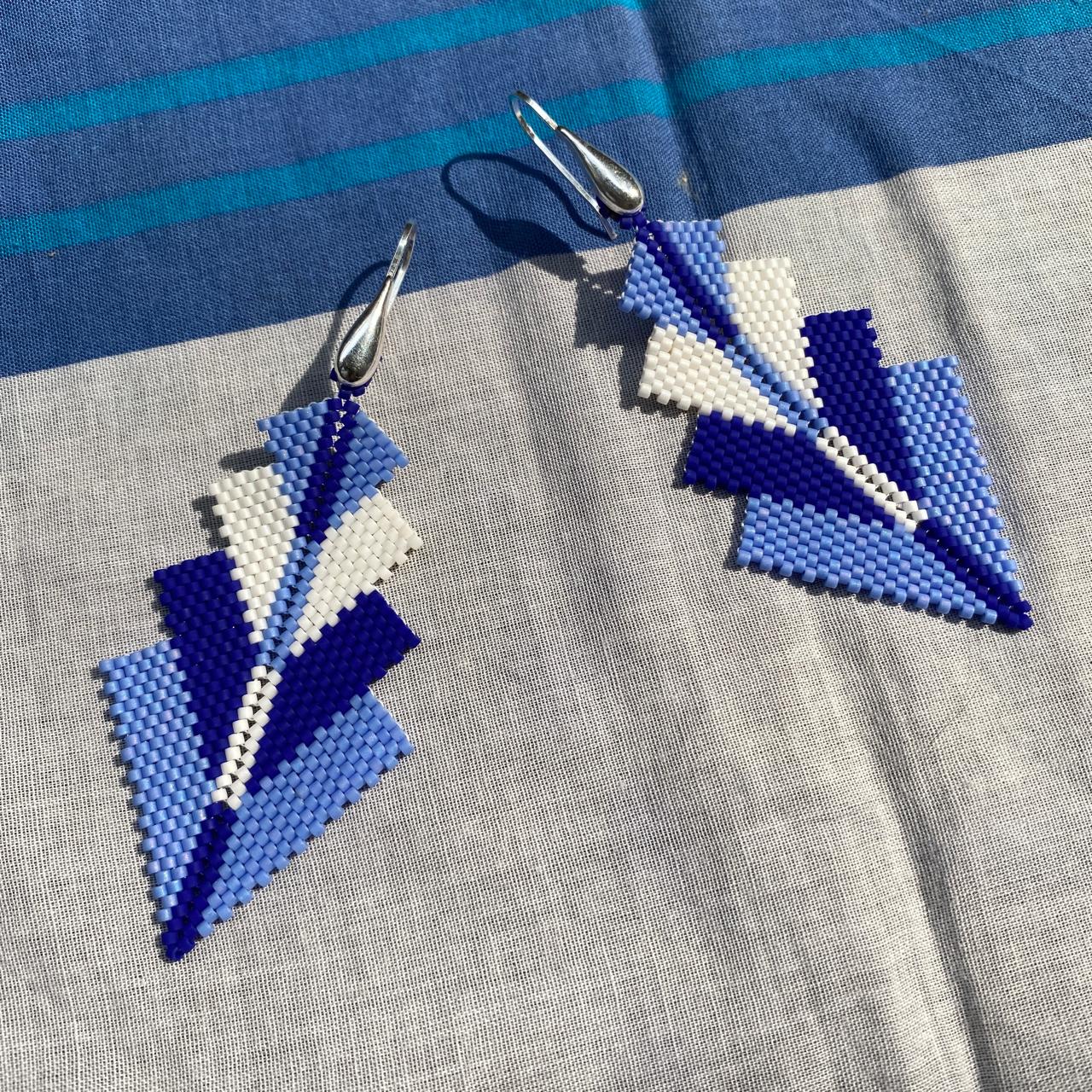 Aretes Rigel Azul Claro, Azul Rey y Blanco - Bacalar