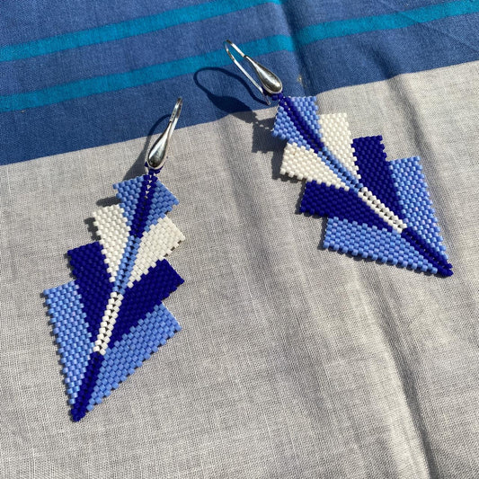 Aretes Rigel Azul Claro, Azul Rey y Blanco - Bacalar