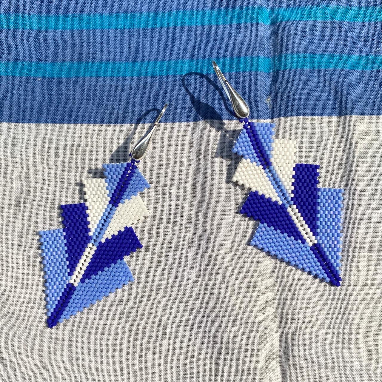 Aretes Rigel Azul Claro, Azul Rey y Blanco - Bacalar