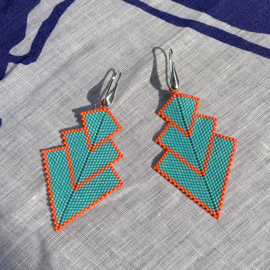 Aretes Danika en Azul Turquesa y Rosa Coral - Celestún