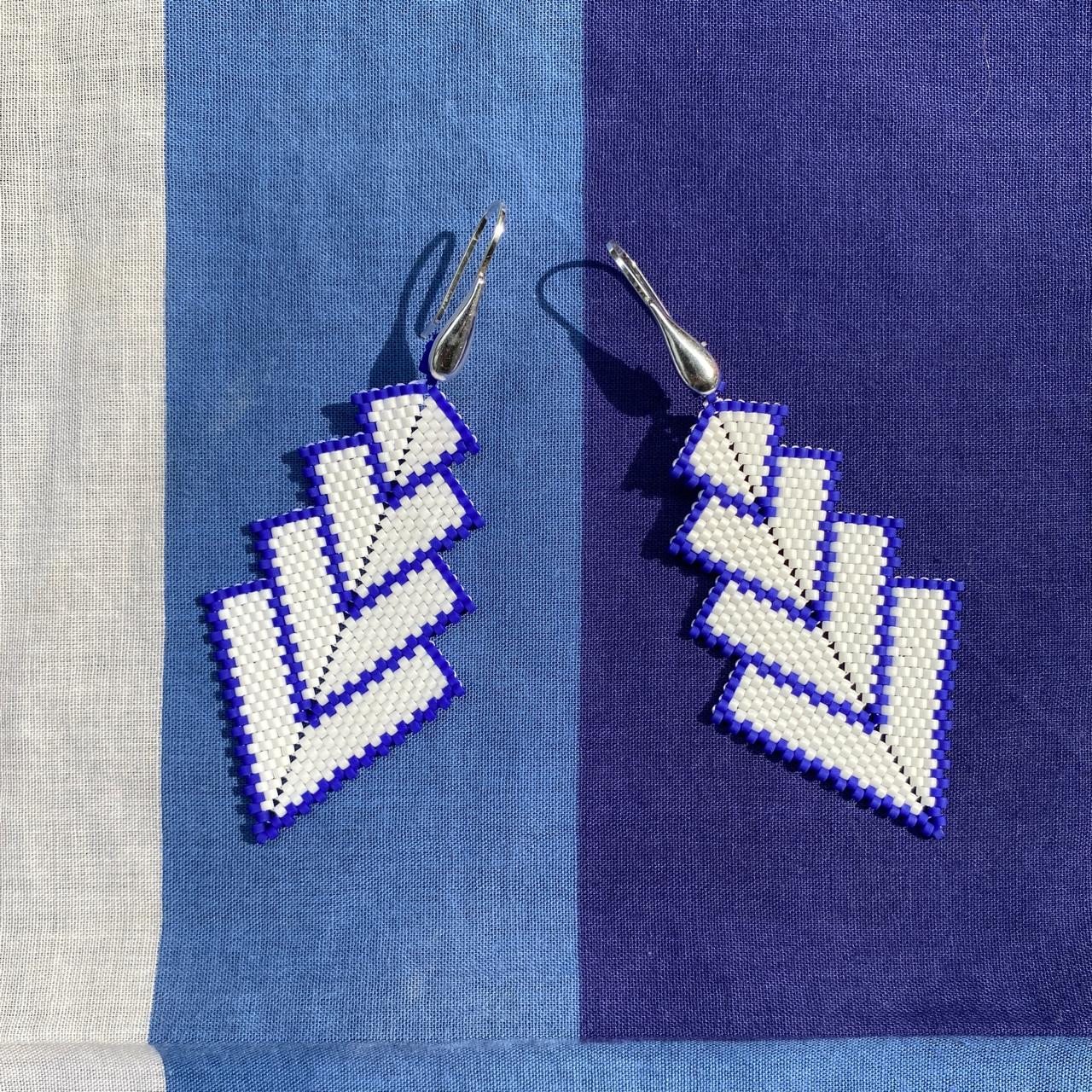 Aretes Rigel Blanco y Azul Rey - Bacalar