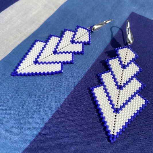 Aretes Rigel Blanco y Azul Rey - Bacalar