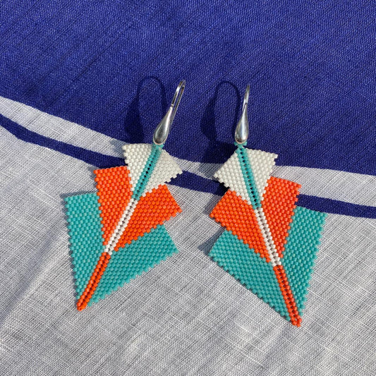 Aretes Danika Azul Turquesa, Rosa Coral y Blanco - Celestún