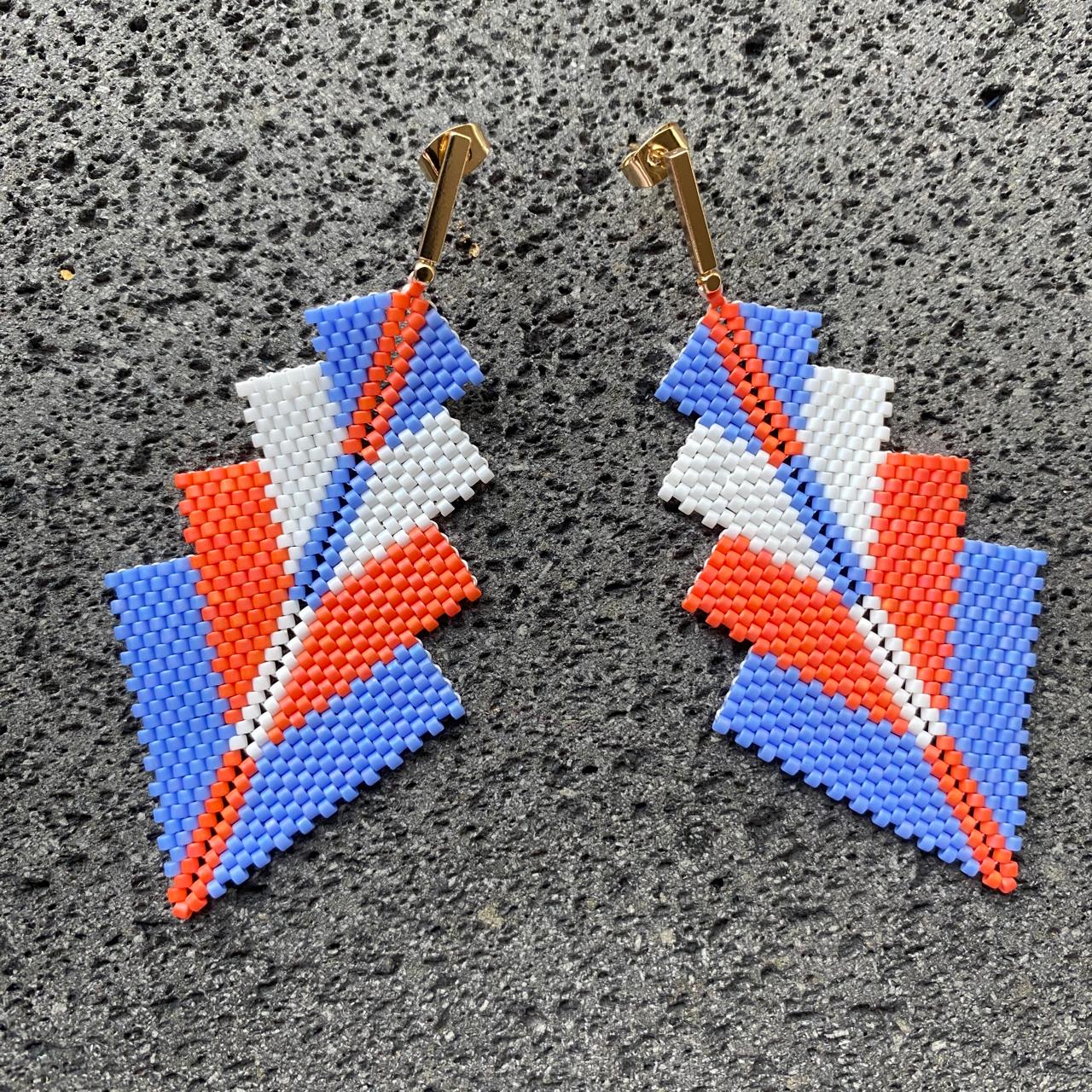 Aretes Rigel Azul Claro, Rosa Coral y Blanco - Celestún