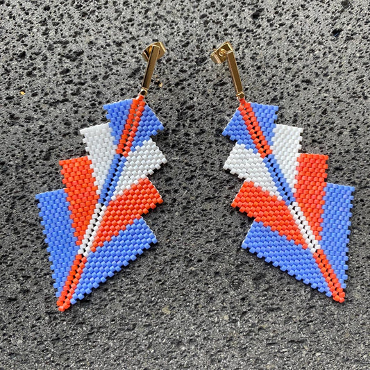 Aretes Rigel Azul Claro, Rosa Coral y Blanco - Celestún