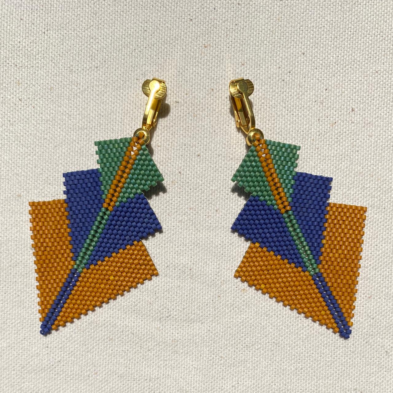 Aretes Danika Mostaza, Azul Oscuro y Verde - Coba