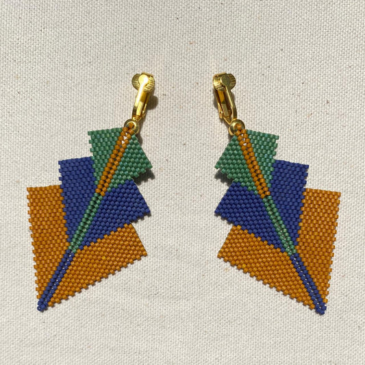 Aretes Danika Mostaza, Azul Oscuro y Verde - Coba