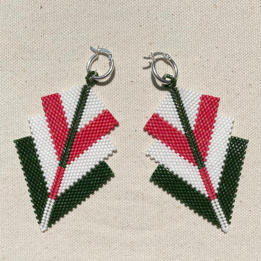 Aretes Vega Verde Olivo, Blanco y Rosa - Flamingos