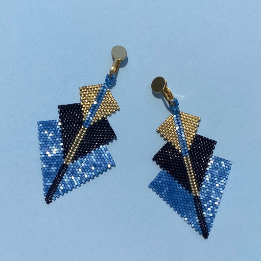 Aretes Danika Azul Escamas y Negro