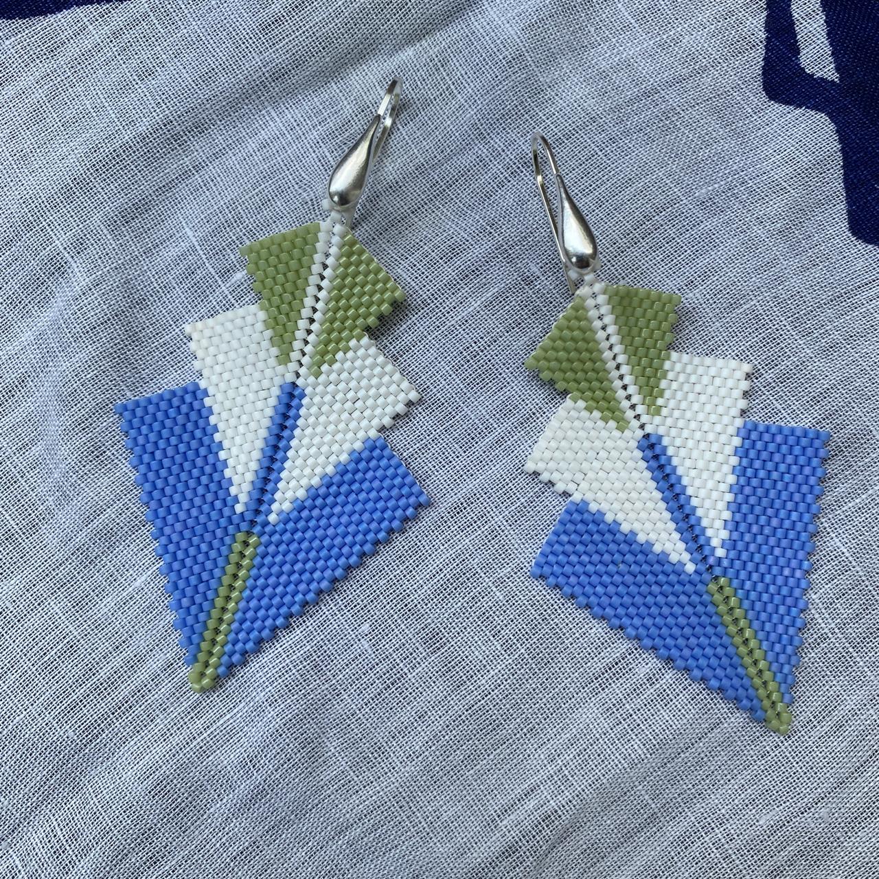 Aretes Danika en Azul Claro, Blanco y Verde Claro - Holbox