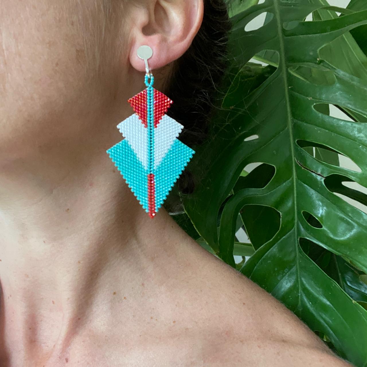 Aretes Danika Turquesa, Blanco y Rojo